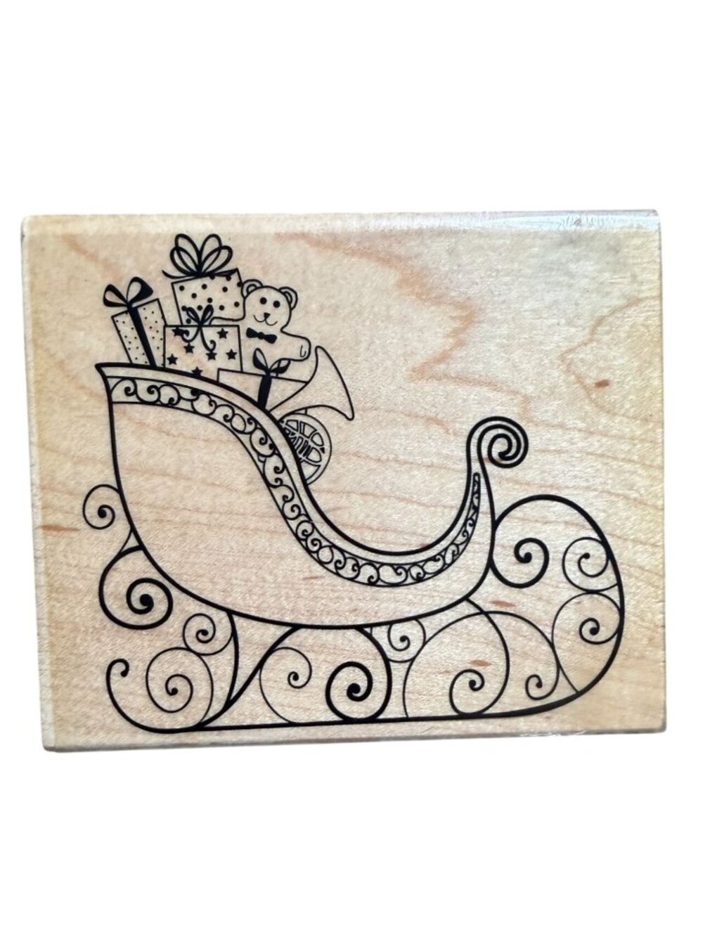 Stampabilities Santa's Sleigh Wood Mounted Rubber Stamp Christmas Gifts KR1060